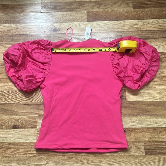 Anthropologie Maeve top in fushia puff sleeves V neck wrap style size M - Picture 7 of 15